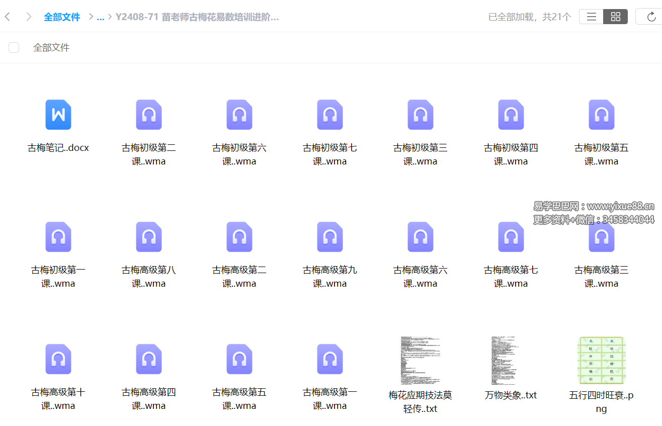 苗老师古梅花易数培训进阶课程音频讲义 含古梅初级+高级课程